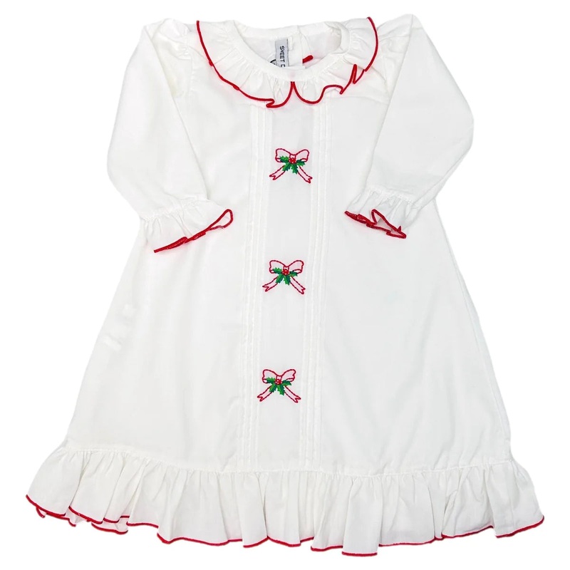 Sweet Dreams Holly & Bow White Christmas Nightgown