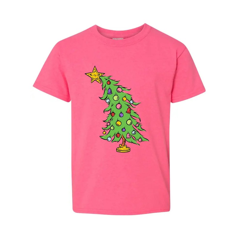 Who Christmas Tree Neon Pink Tee Shirt
