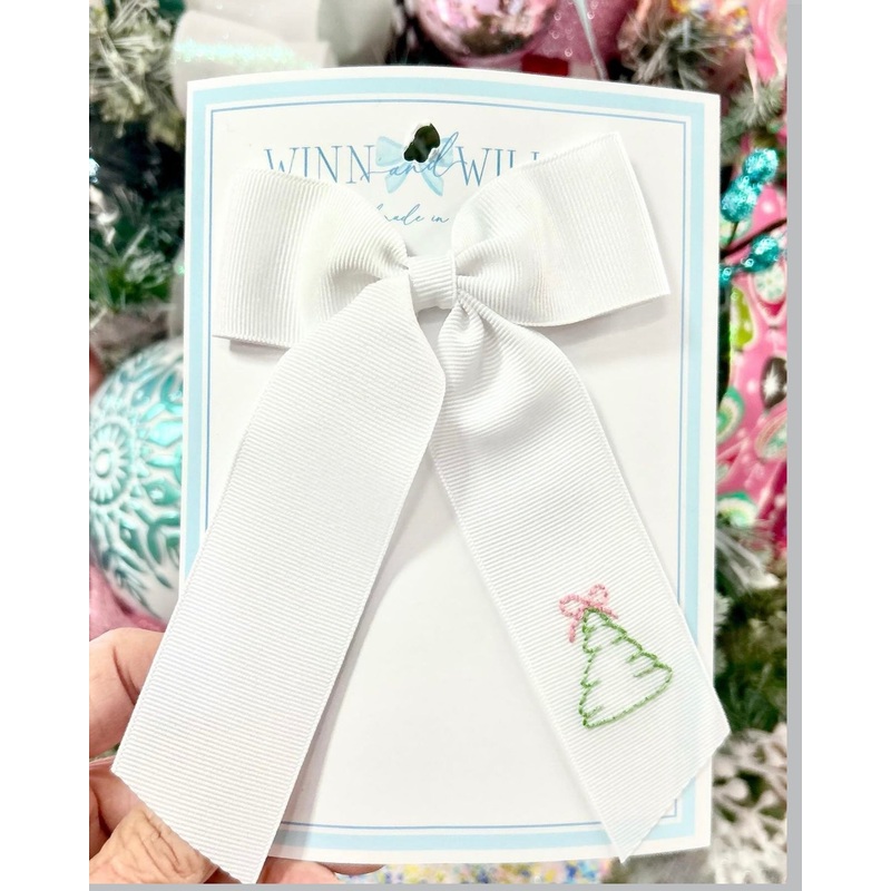 Winn + William White Long Tail Bow - Christmas Tree (Medium)