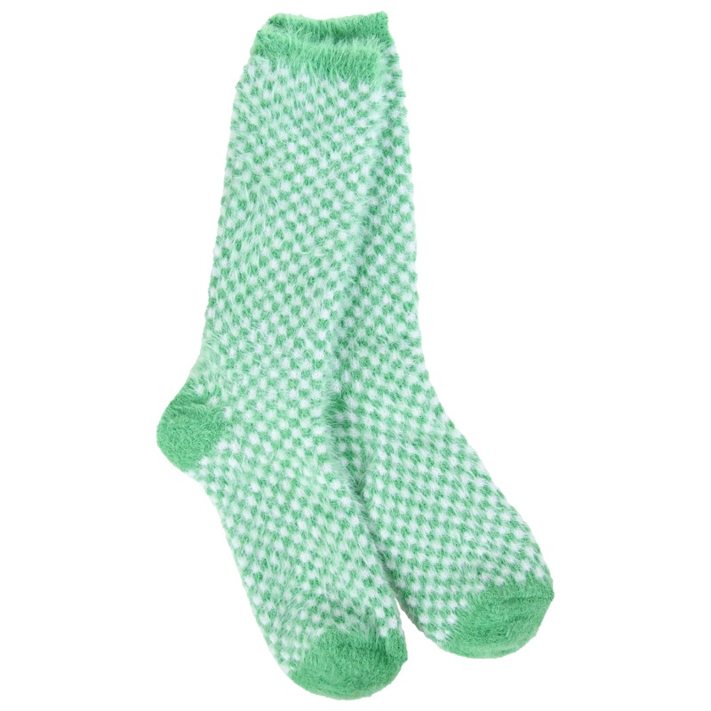 World's Softest Socks Holiday Feather Check Crew - Green Check