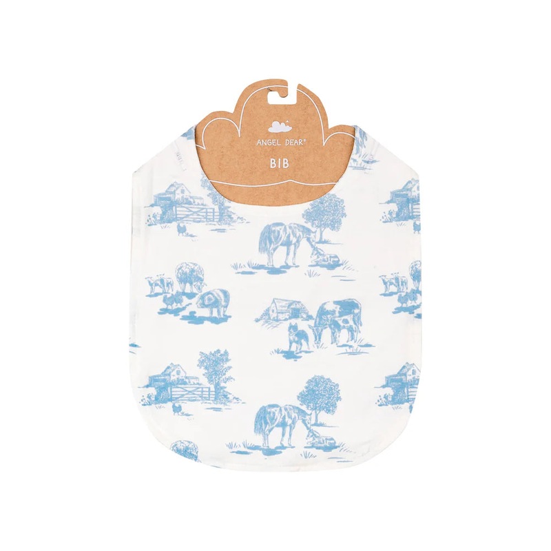 Angel Dear Farm Toile Bib - Blue