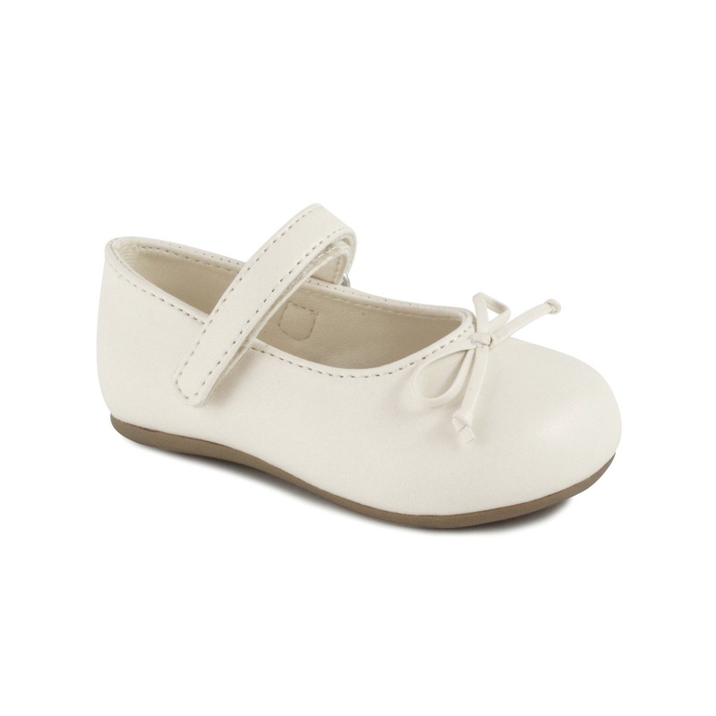 Baby Deer Ashlyn Flat- Ivory with Bow
