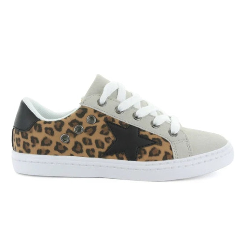 Hoo Sneaker- Mia Star Lace - Leopard/Grey