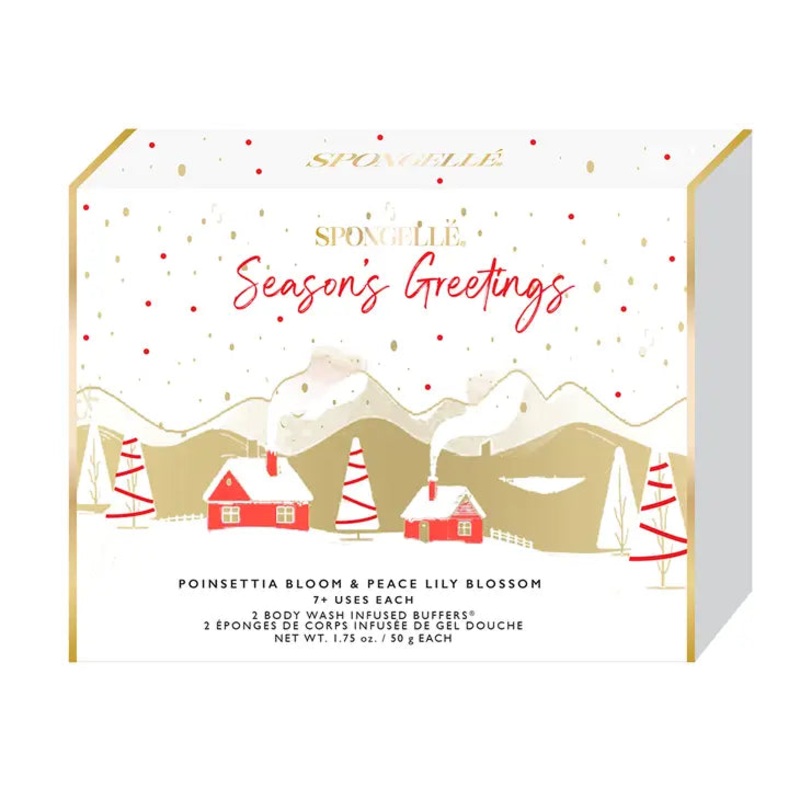 Spongelle Holiday Tree Ornament Gift Set - Season's Greetings (Red/White)