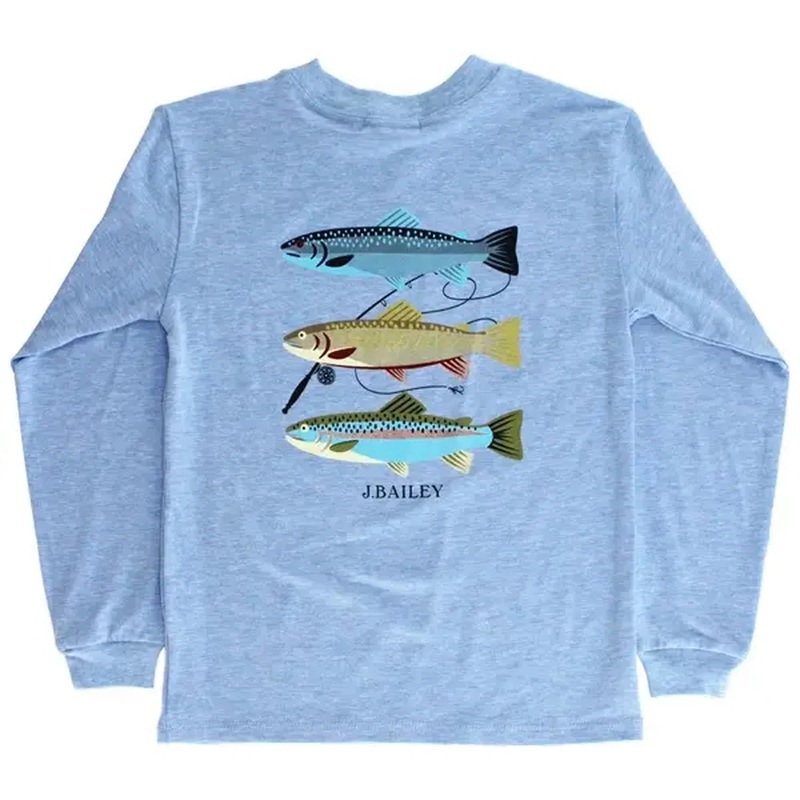 J. Bailey Logo L/S Tee Shirt - Trout on Blue