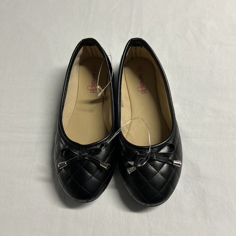 Kensie Girl black Quilted Ballet Flats with Bow