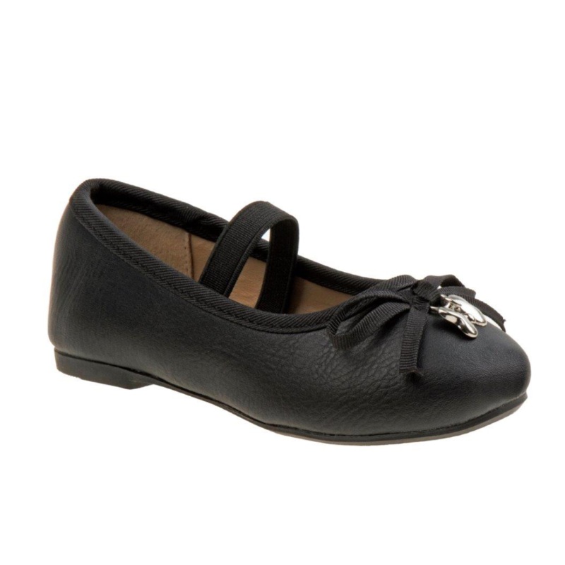Kensie Girl Flats -Black with Heart Charm