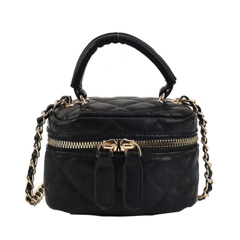 Mini Quilted Crossbody Purse - Black