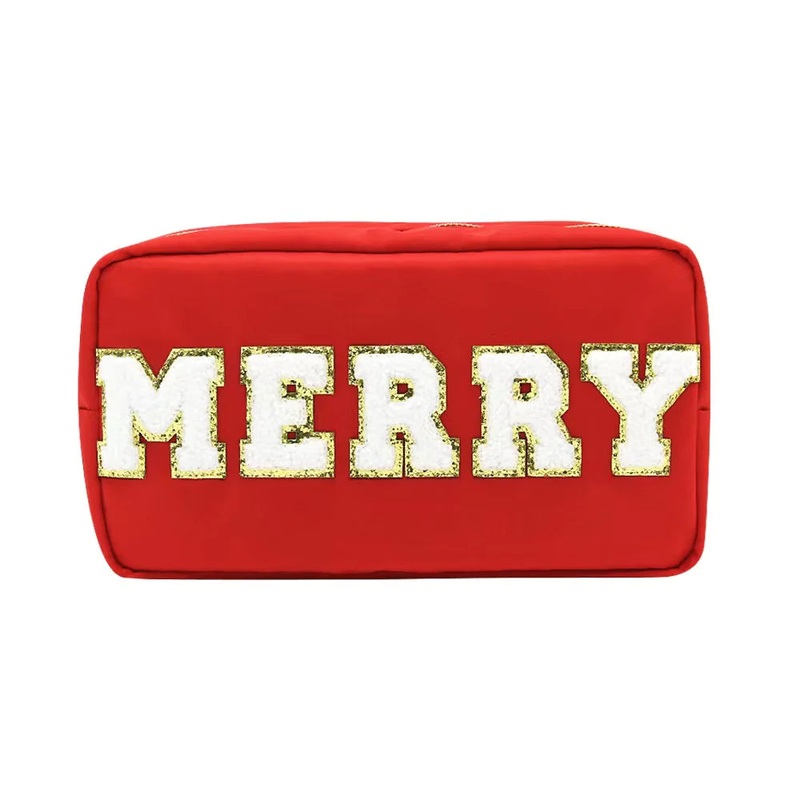 Sherpa Varsity Ivory Pouch - MERRY