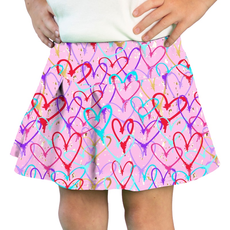 Azarhia Athleisure Tennis Skirt - Heart Spray Paint
