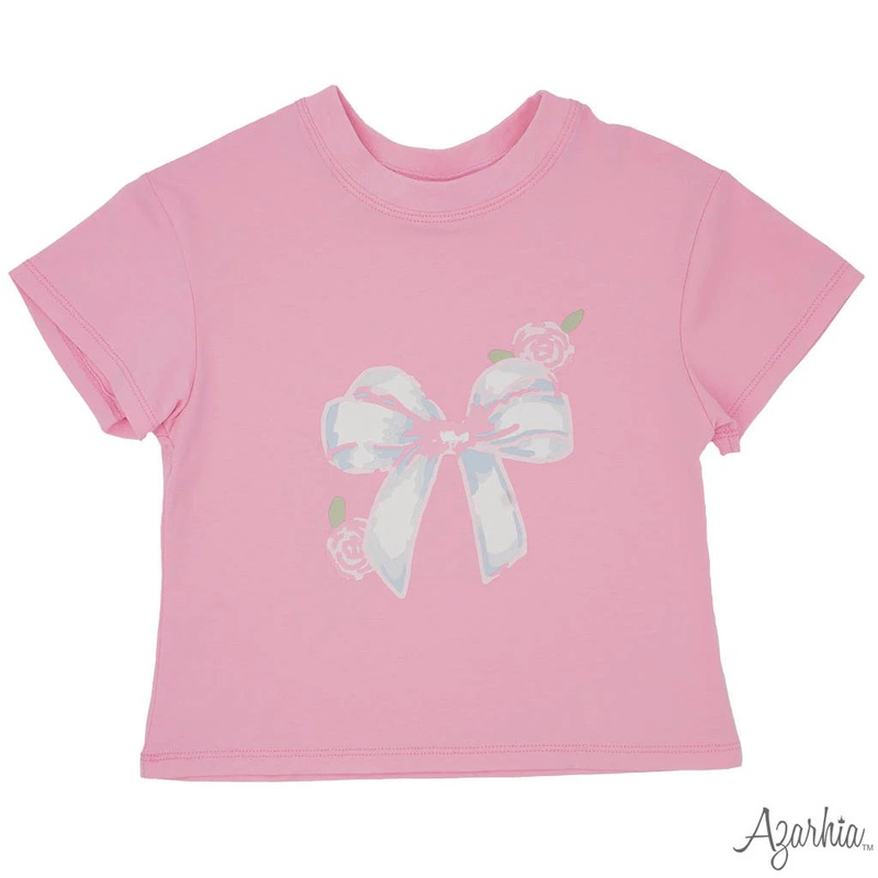 Azarhia Big Bows Boxy Light Pink Tee