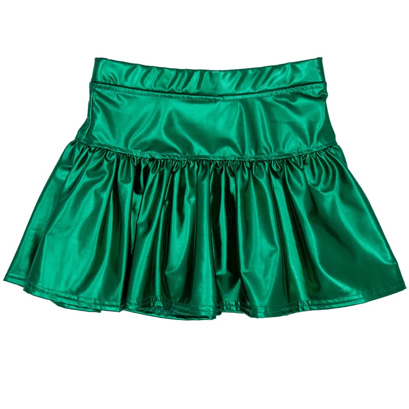 Azarhia Green Metallic Gathered Skort