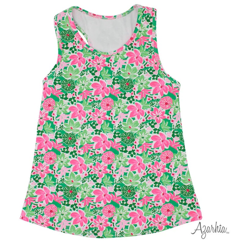 Azarhia Racerback Tank Top - Botanical Flowers