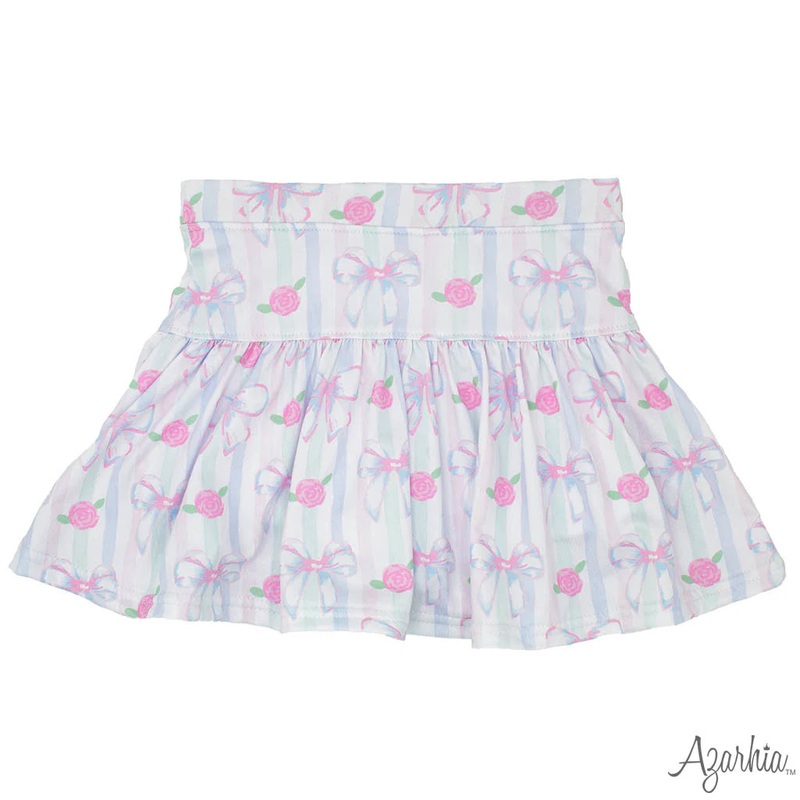 Azarhia Water Color Bows Gathered Skort
