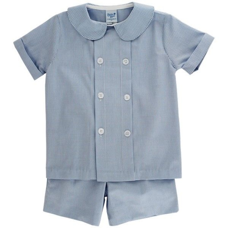 Bailey Boys Dressy Short Set - Blue Microcheck