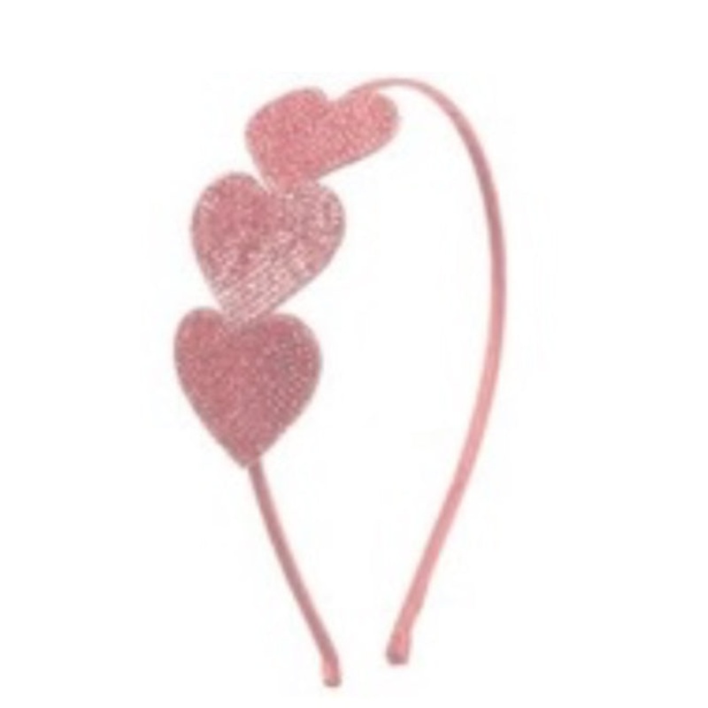 Bari Lynn Crystallized Headband Pink Heart Trio