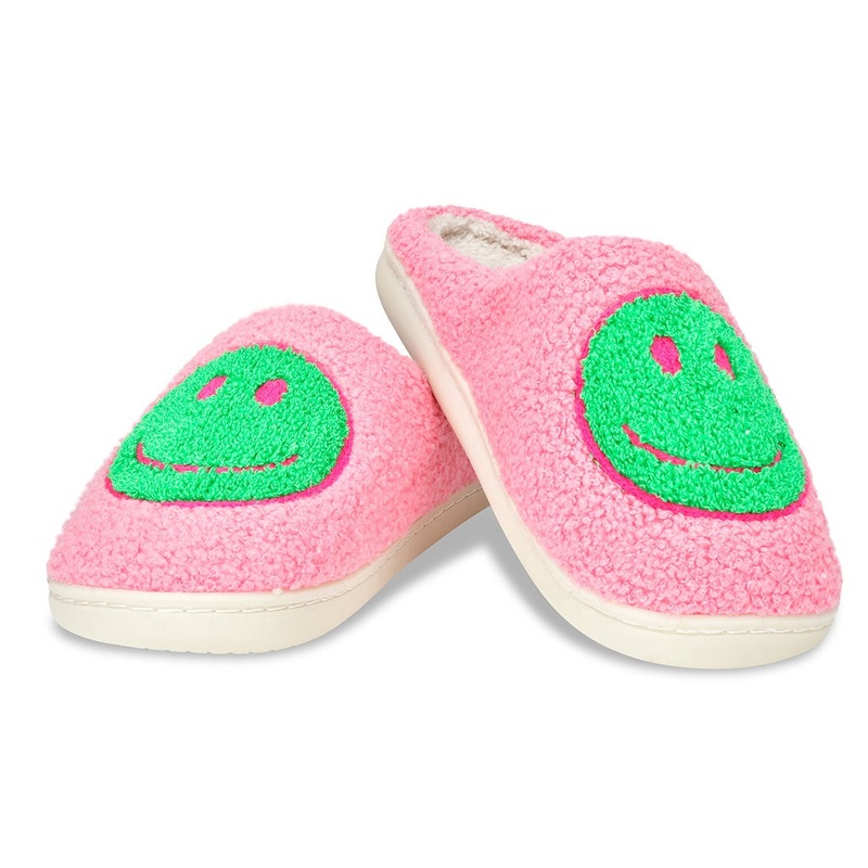 iScream Pink and Green Happy Smiley Slippers