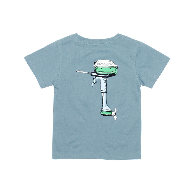 Properly Tied Boat Motor S/S Tee - Steel Blue