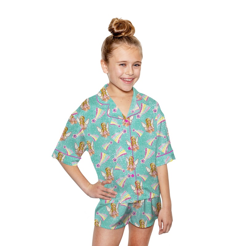 Sunshine Society Fairy Girl Silky Kids Pajama Short Set