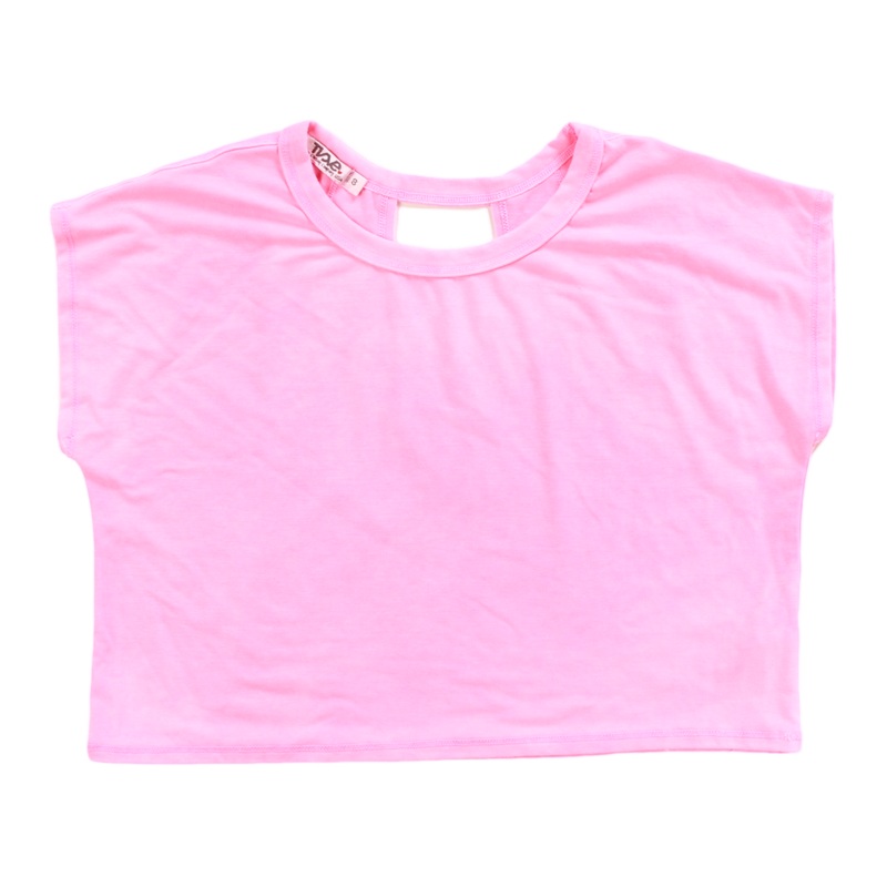 T2LOVE S/S Open Back Fashion Top - Neon Pink