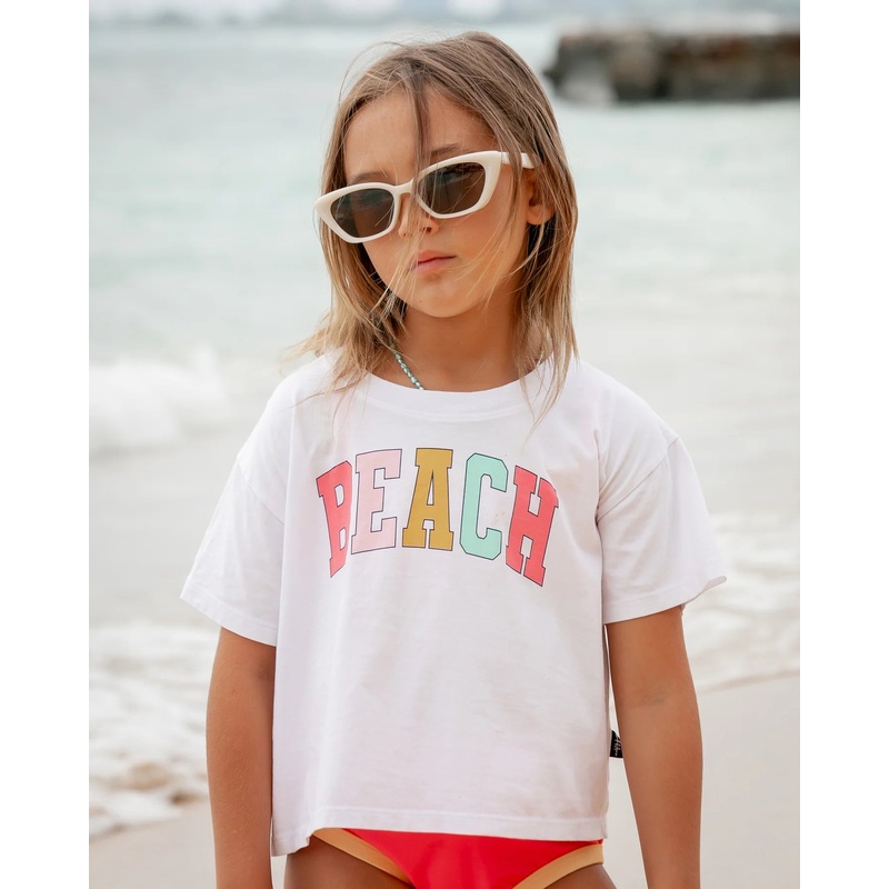 Feather 4 Arrow White Beach Boxy Crop Tee