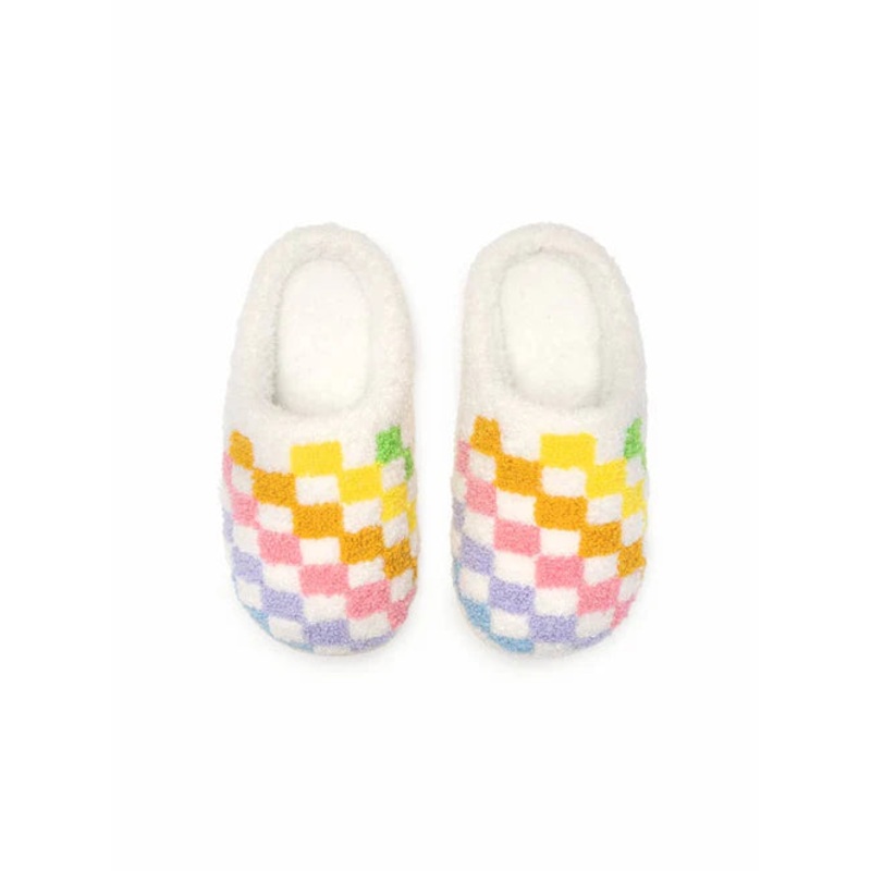 Living Royal Rainbow Checker Slippers - S/M