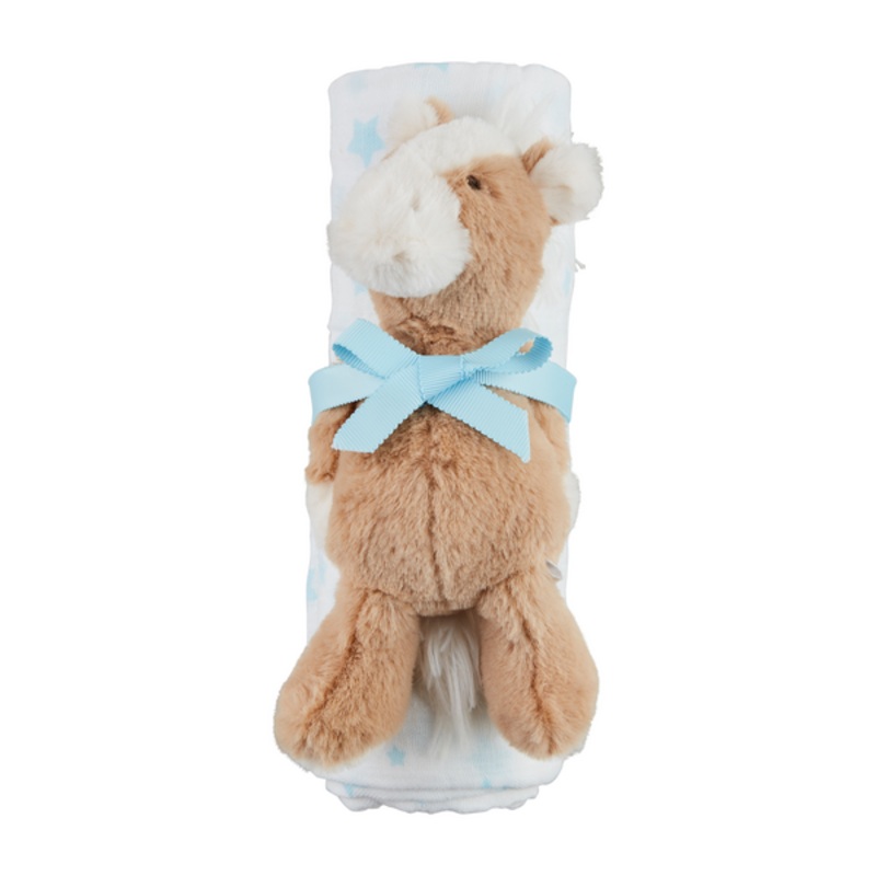 Mud Pie White Star Muslin Swaddle Blanket with Rattle