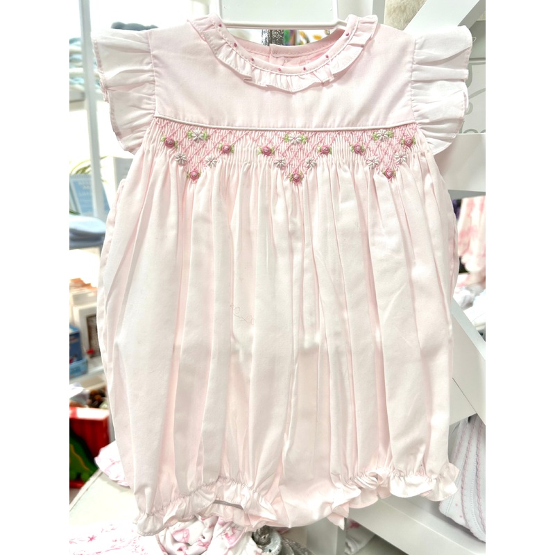 Petit Ami Pale Pink Smocked Bubble