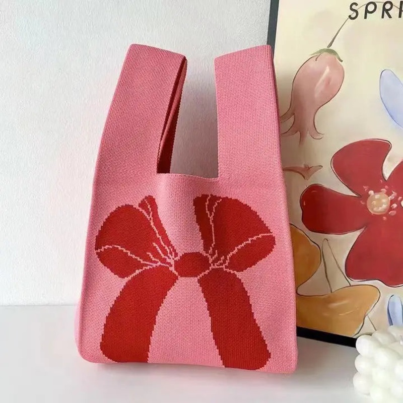 Dainty Knit Tote - Bow Tie Pink
