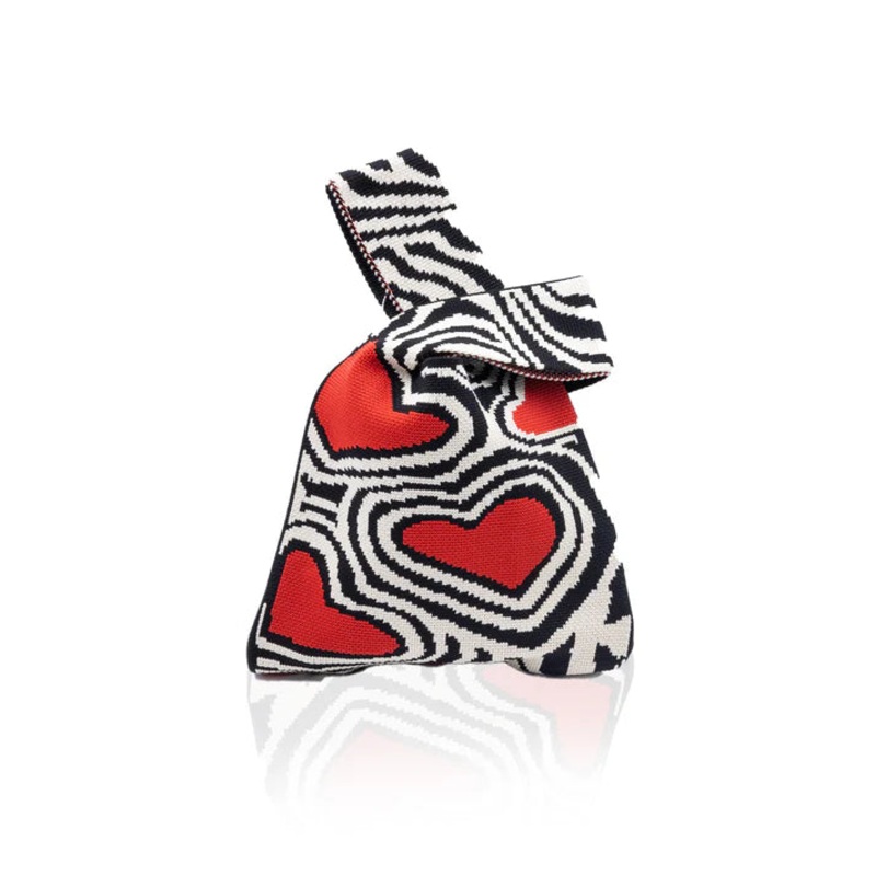Dainty Knit Tote - Illusion Heart Red
