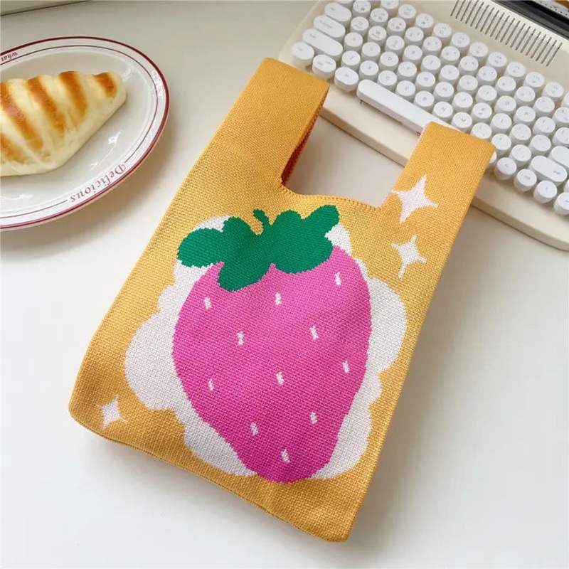 Dainty Knit Tote - Strawberry Yellow