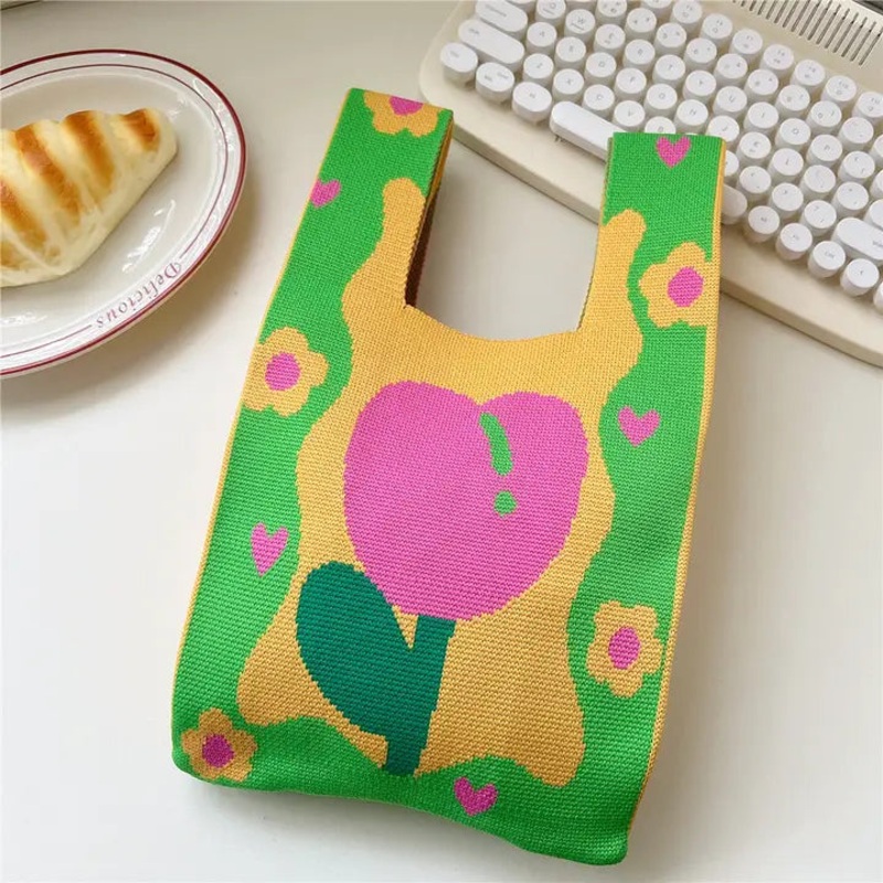 Dainty Knit Tote - Tulip Green Yellow