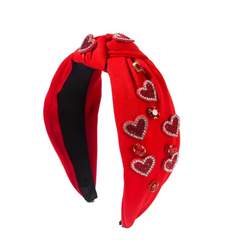Embellished Top Knot Headband - Red Valentine