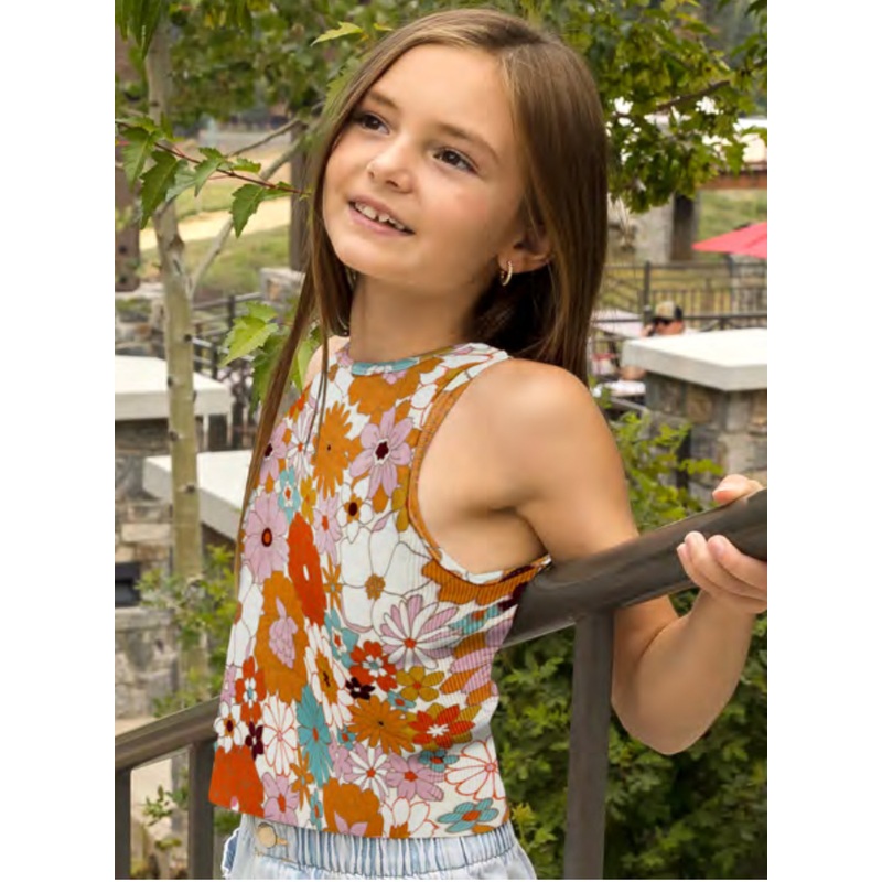 Kid's Seamless Knit Chevron Crop Top - Blossom