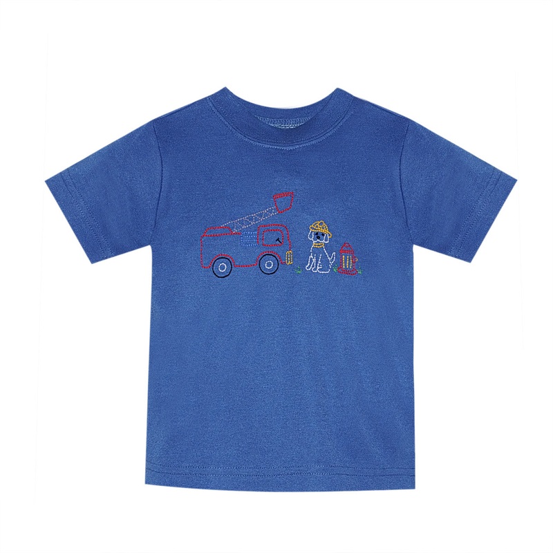 Houston Blue Shirt - Dog with Firetruck