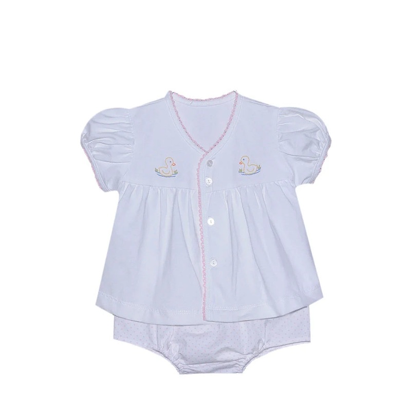 White Brennan Girl Diaper Set - Duckies