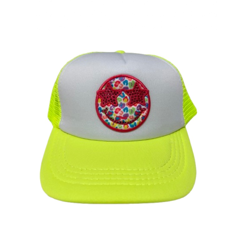 Azarhia Glitter Stars Neon Yellow Neon Leopard Trucker Hat