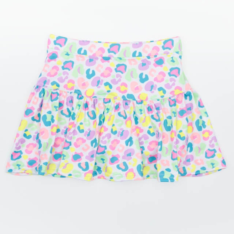 Azarhia Neon Leopard Gathered Skort