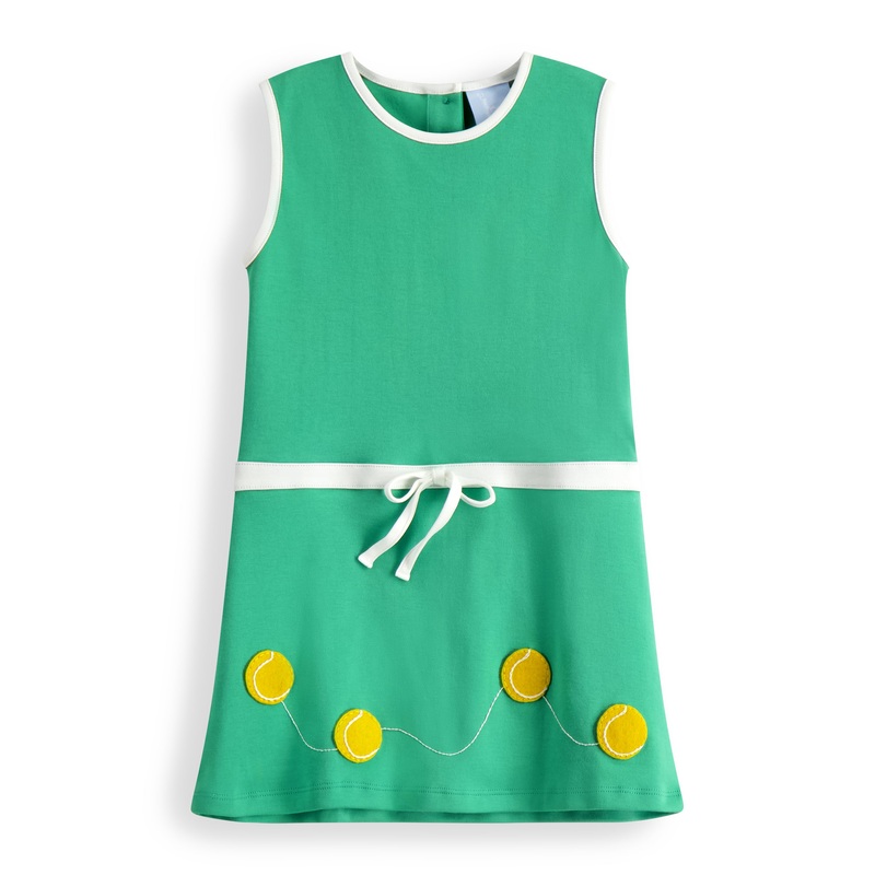 Bella Bliss Strafford Dress - Green with Applique Tennis Balls