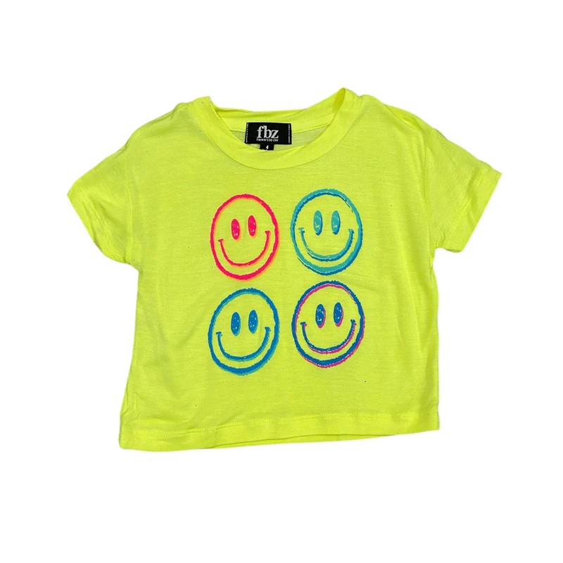 Flowers by Zoe Neon Yellow Smiley Top