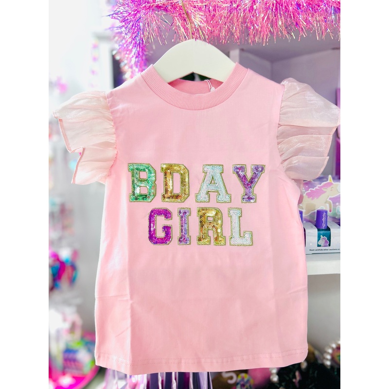 Lulu Bebe Bday Sequin Flutter Sleeve Top