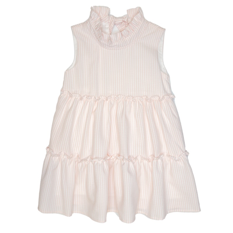 Lulu Bebe Natty Tier Dress - Pink Stripe