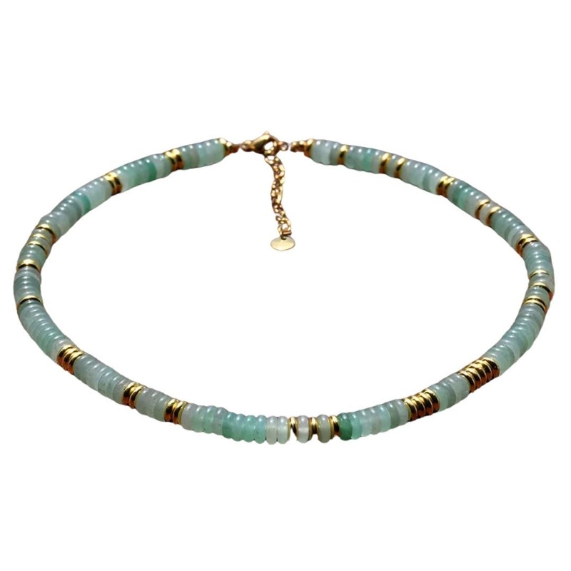 The Crowns Stone Candy Beaded Necklace - Aqua