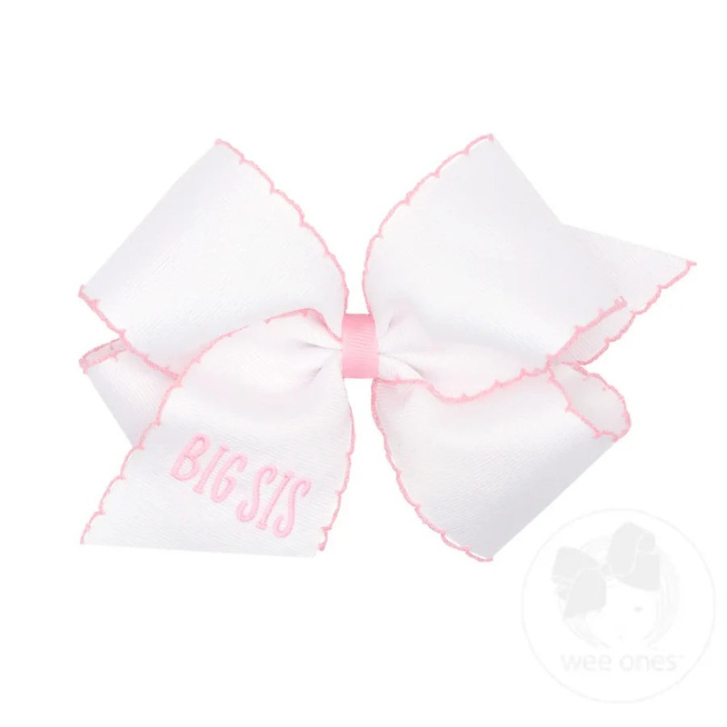 Wee Ones BIG SIS White Embroidered Bow