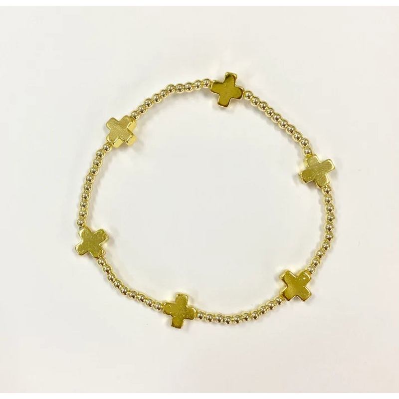 6" Gold Cross Faith Beaded Bracelet