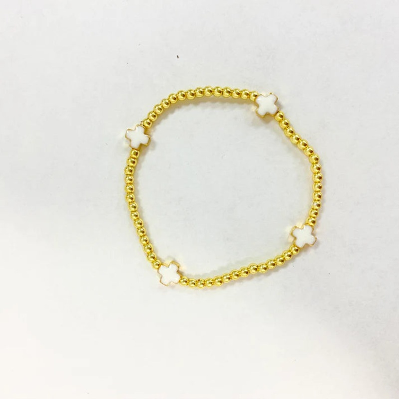6" Lucy Beaded Enamel Cross Bracelet