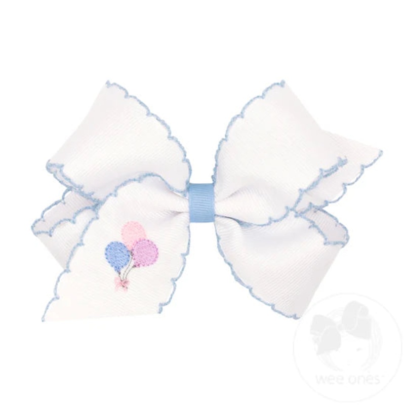BALLOON - Grosgrain Hair Bow with Moonstitch and Embroidery