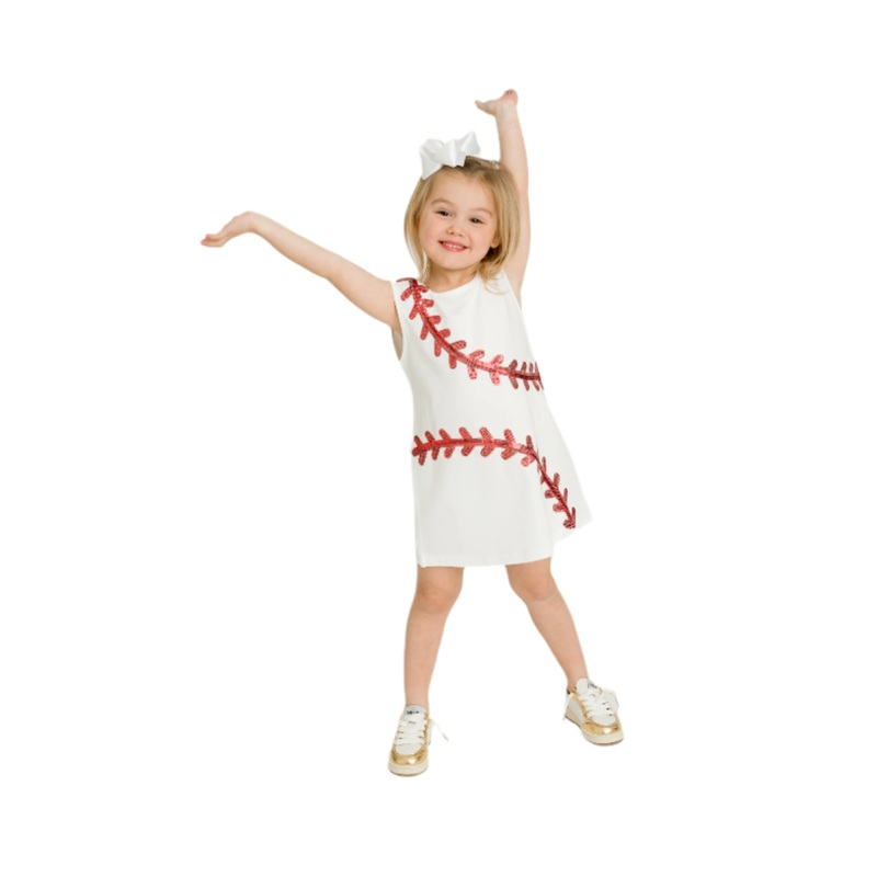 Belle Cher Sequin Baseball Dress - White/Red