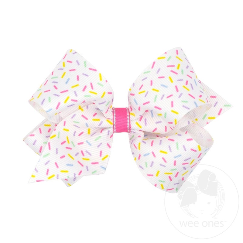 CONFETTI Happy Birthday-Themed Printed Grosgrain Hair Bow