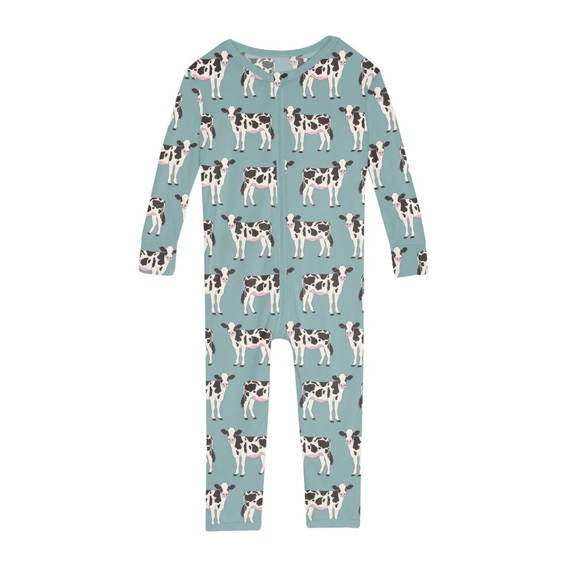 Kickee Convertible Sleeper with Zipper - Jade Cows